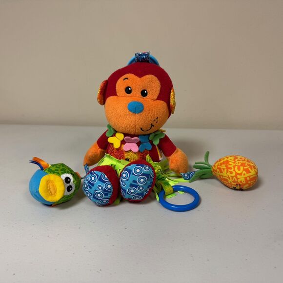 Infantino Mallory Monkey Hawaiian Plush Toy Sensory Rattle Stuffed Animal Play - Picture 3 of 11